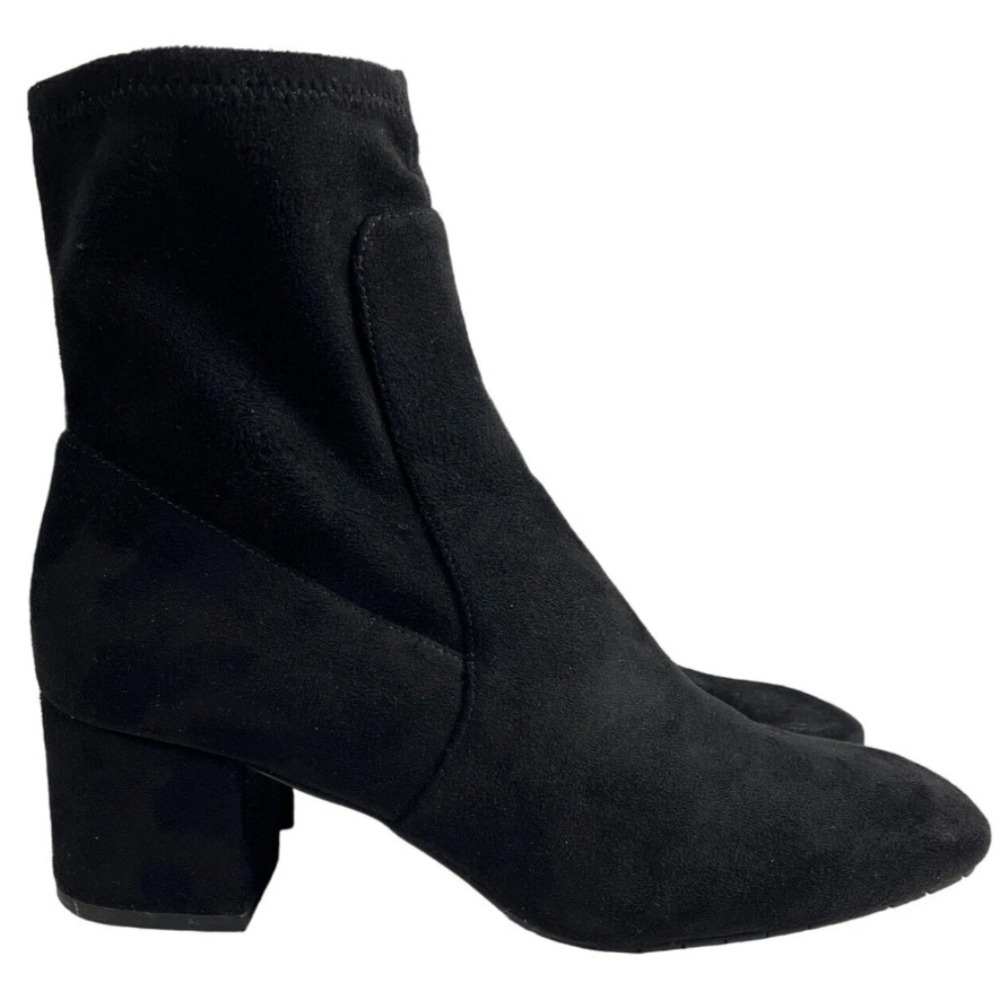 Kenneth Cole Women's Black Nikki Leather Suede Heeled Booties Sz 8M